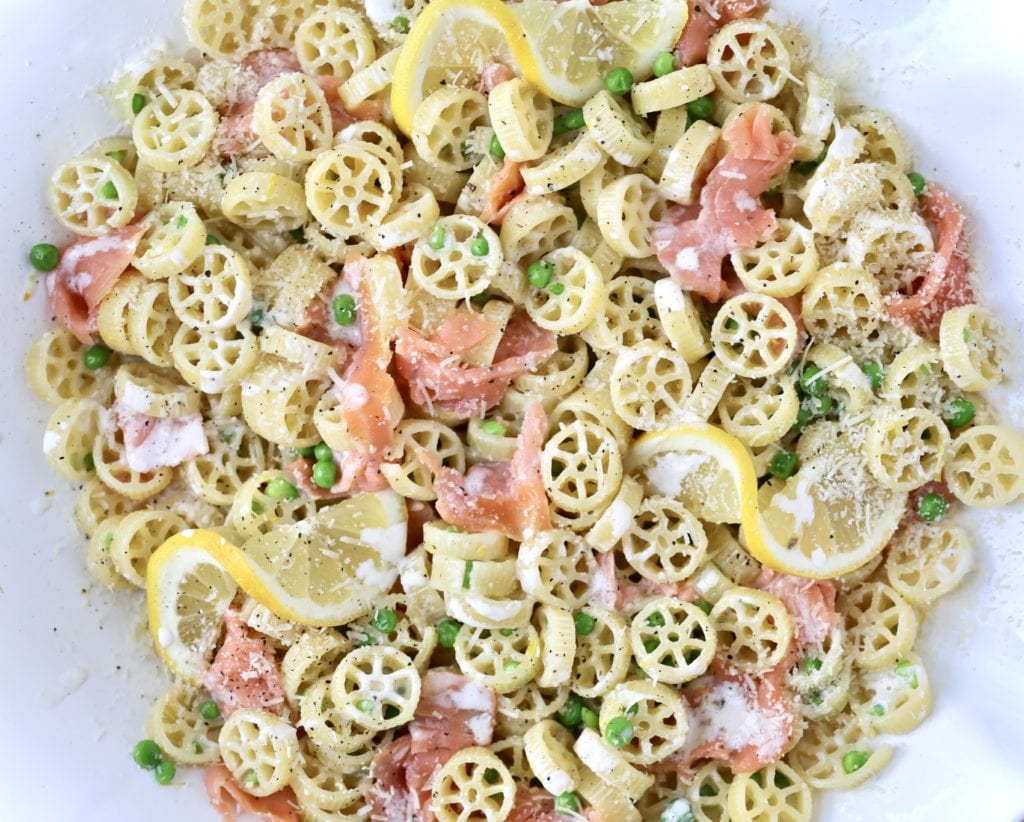 Smoked salmon pasta.