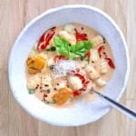 bowl of gnocchi and creamy sauce