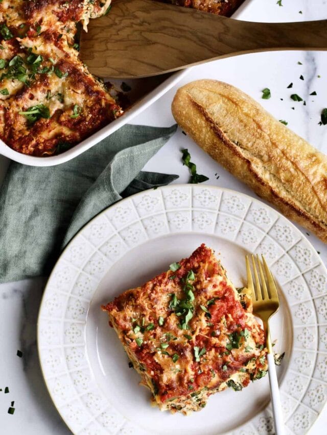 lasagna pan with one piece taken out.