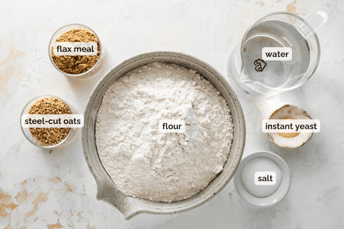 Recipe ingredients for Italian bread recipe.
