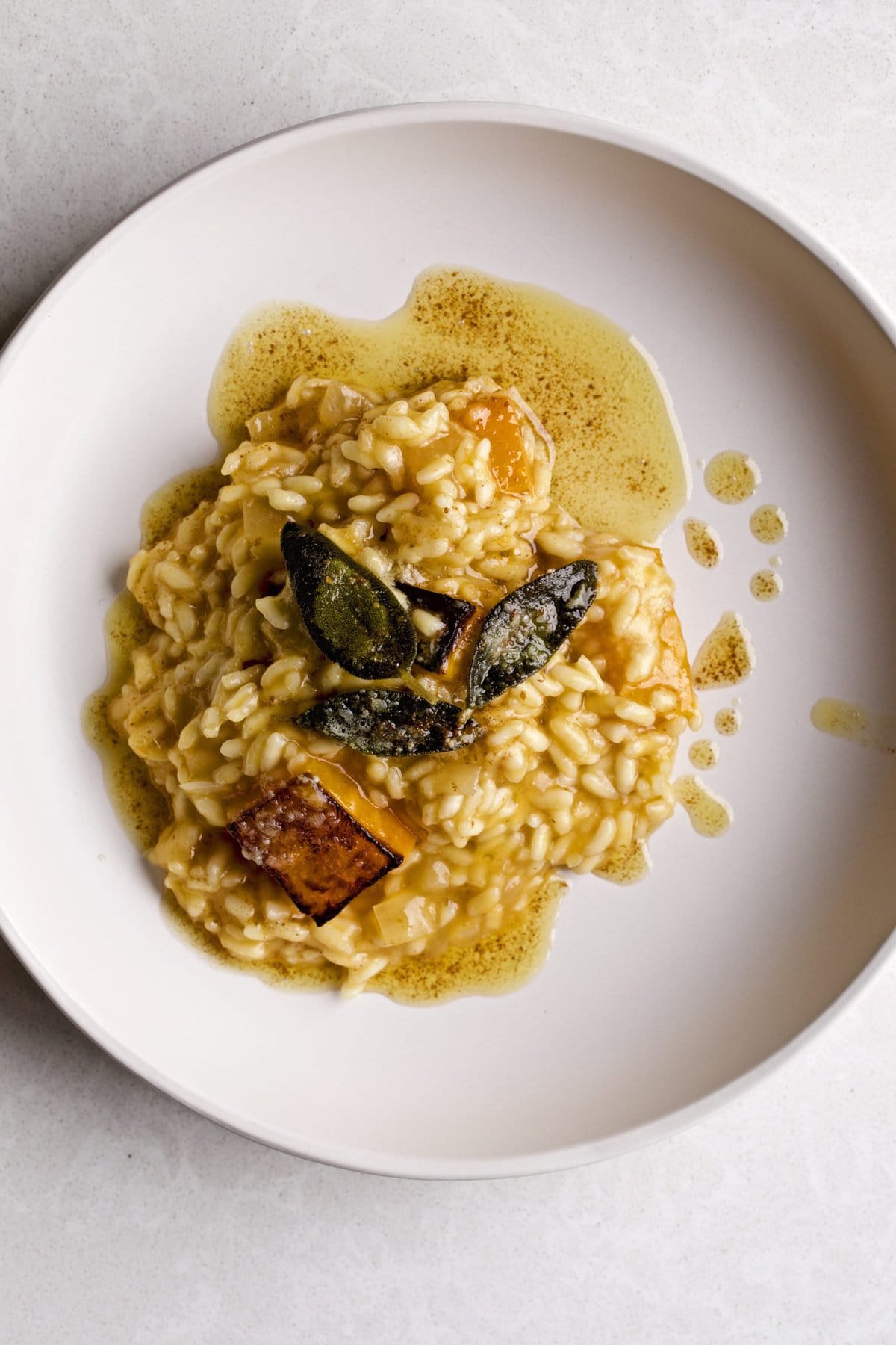 Butternut squash risotto on a plate