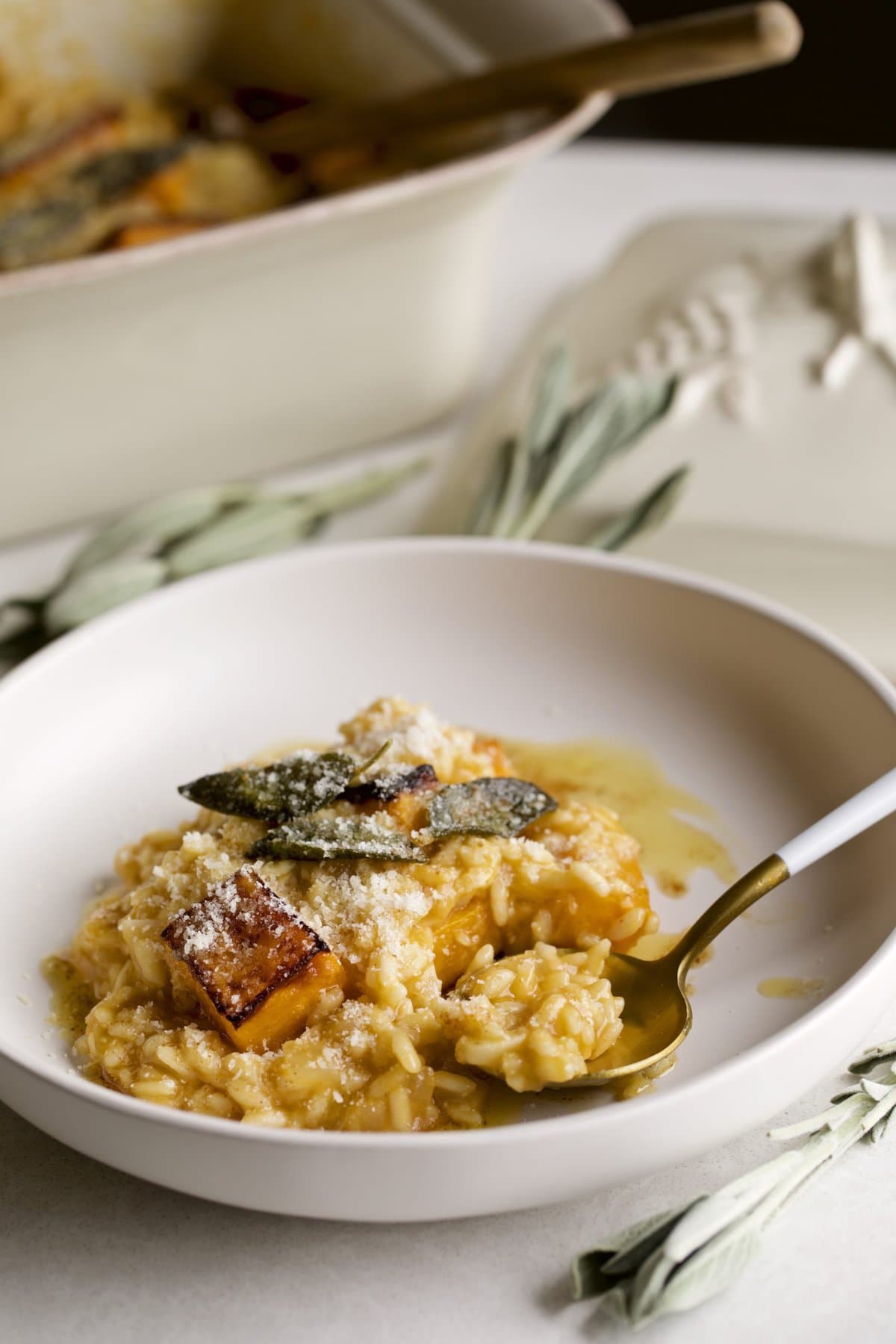 Butternut squash risotto on a plate