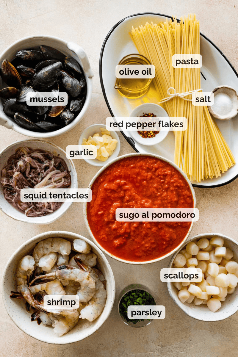 Recipe ingredients for frutti di mare recipe