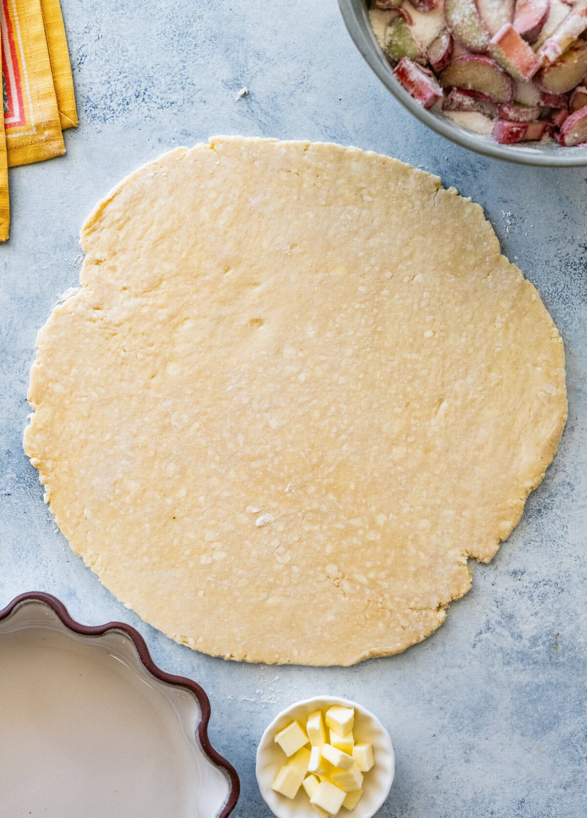 pie crust rolled out into a circle.