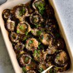 Roasted Portabello Mushrooms Recipe (with Balsamic and Thyme) with fresh parsley as garish