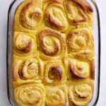 Finished St. Lucia Rolls (Sweet Saffron and Almond Filling)in a pan