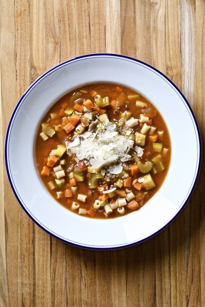 Minestrone soup in a bowl