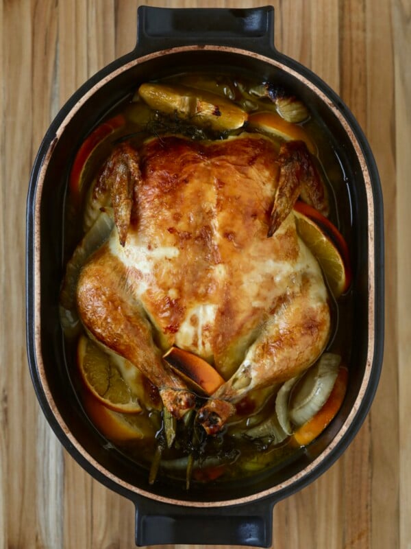 Roast Chicken with Citrus and Fennel in pot