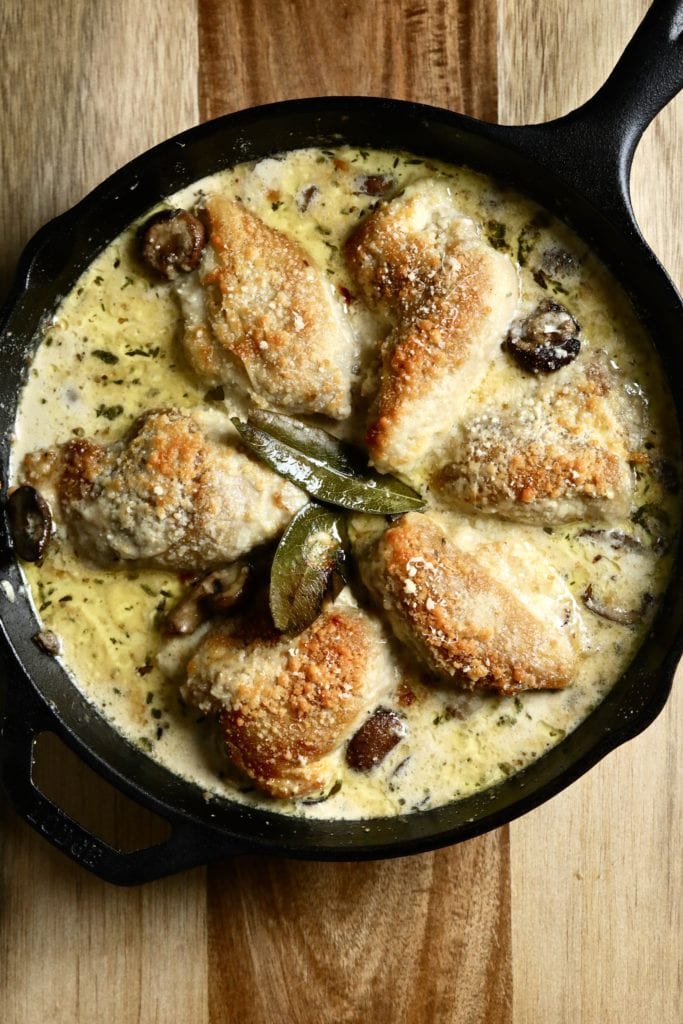 cream sauce, chicken, mushrooms, easy dinner