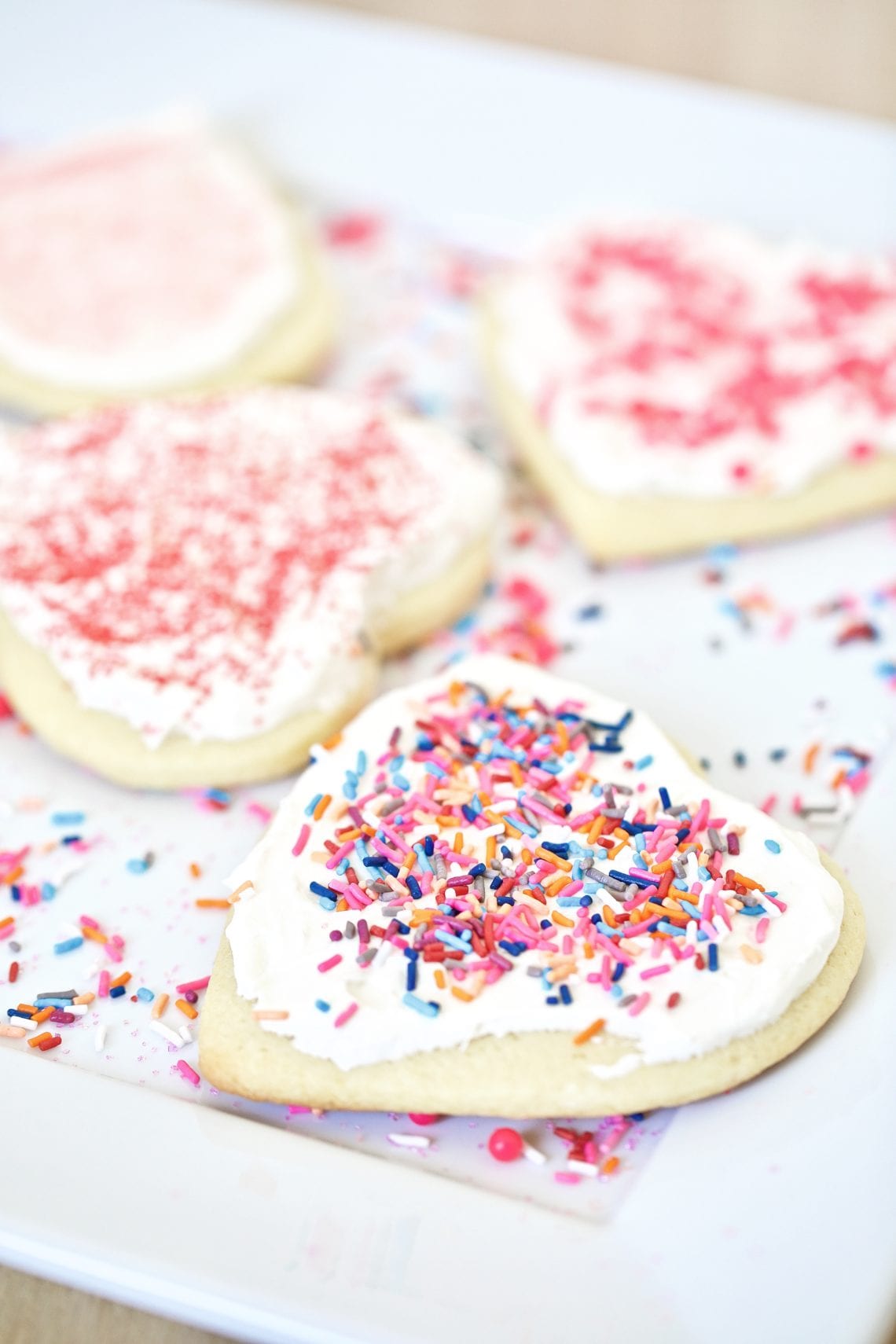 sugar cookies- heart shaped- frosted
