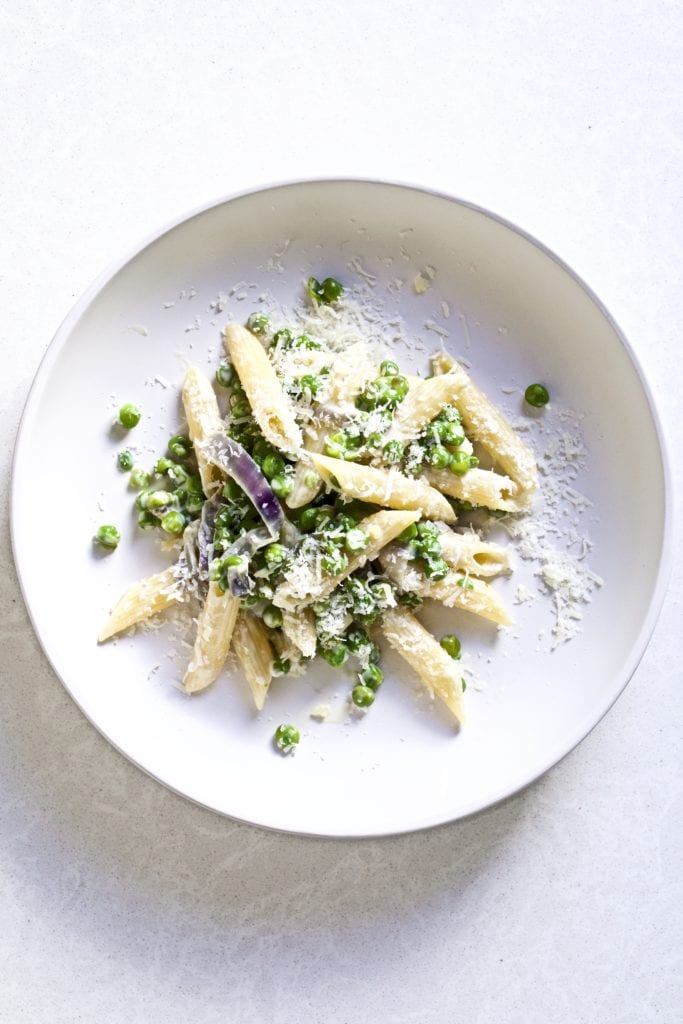 pasta recipe- peas- mascarpone 