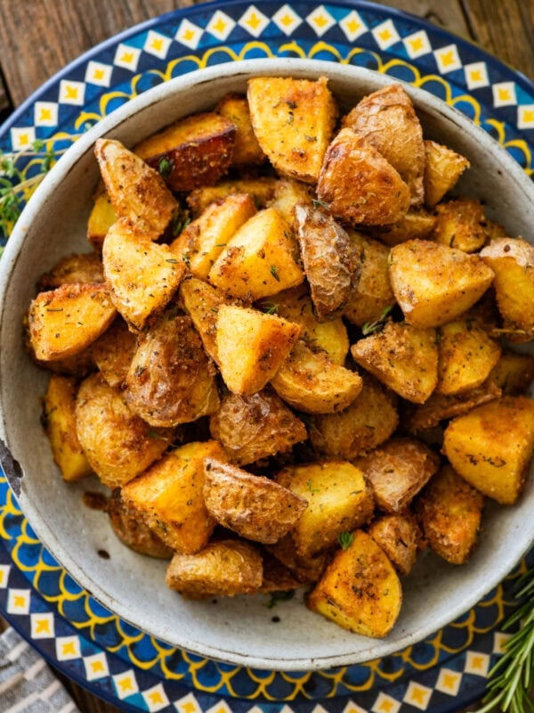 A bowl of Italian roasted potatoes.