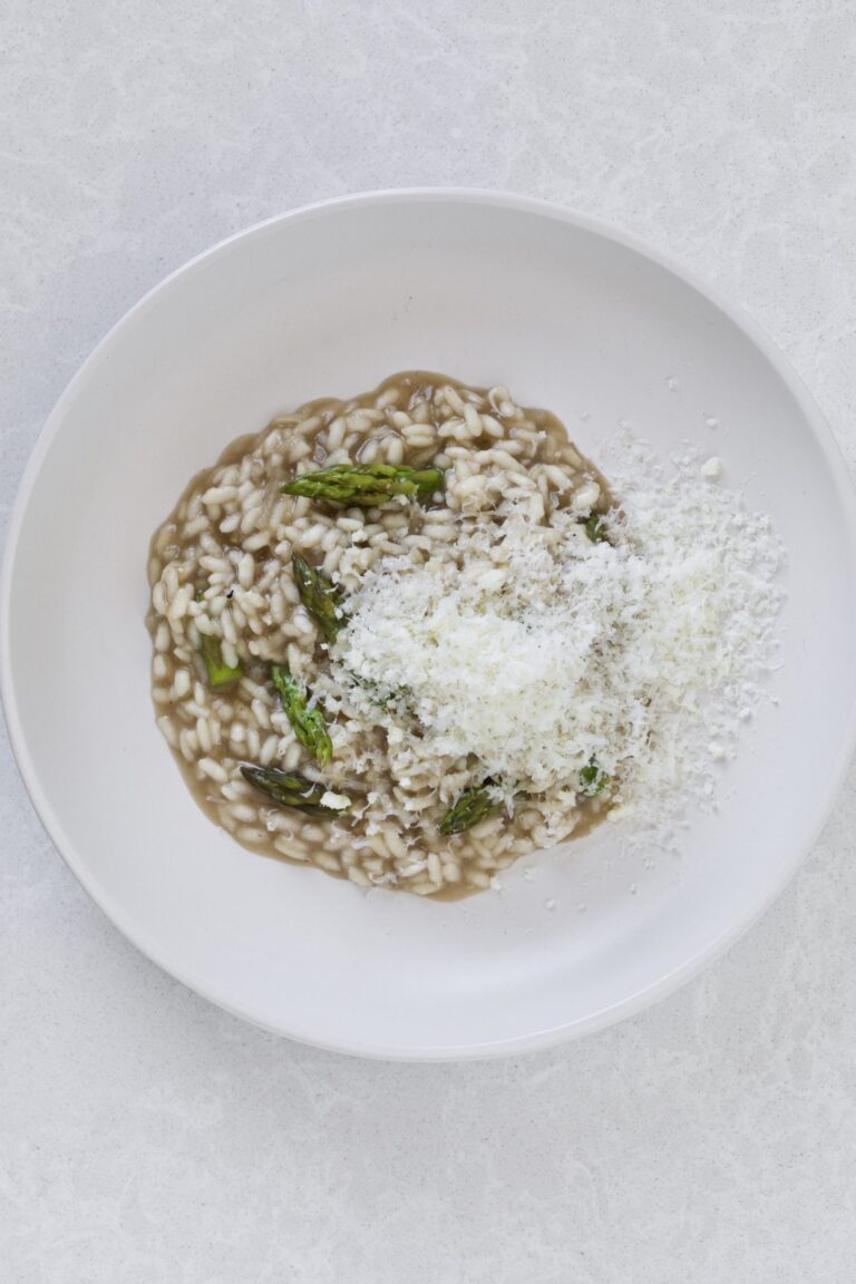 Asparagus Risotto with mushroom broth and parmigiano cheese