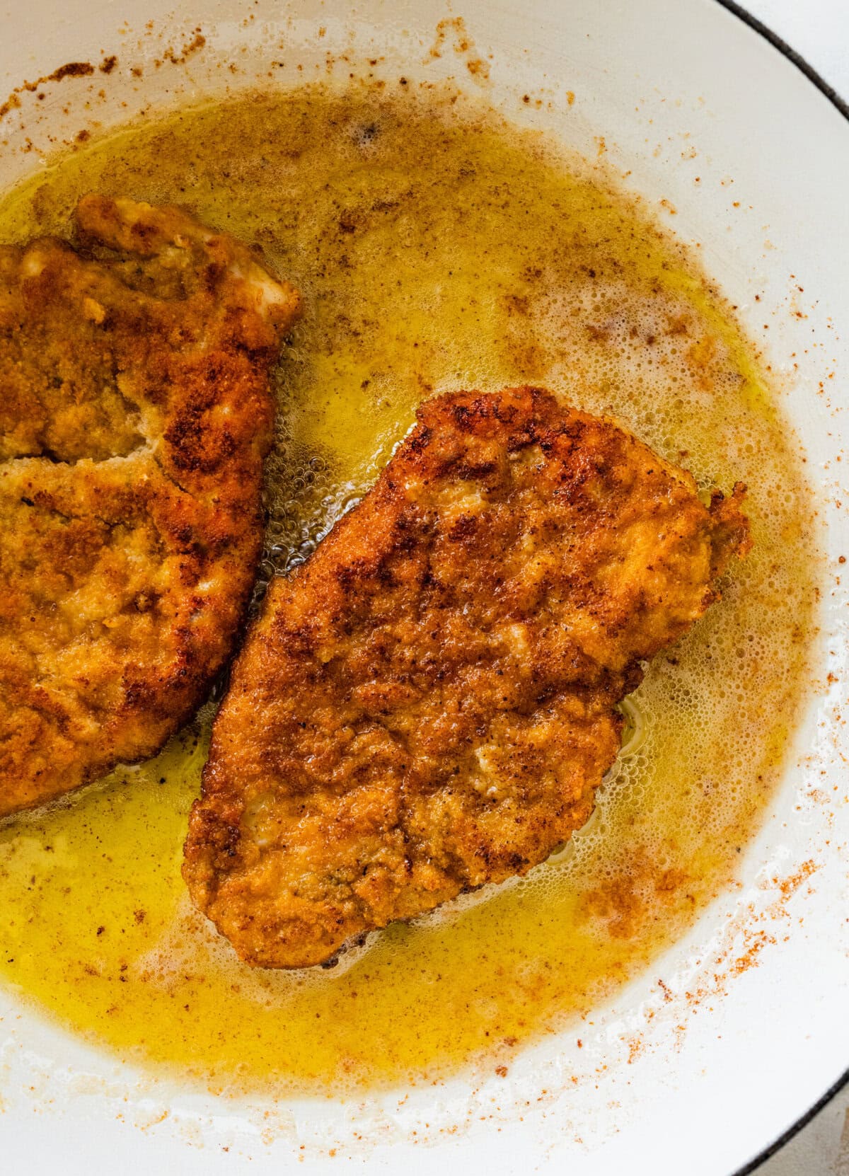 fried chicken in oil.
