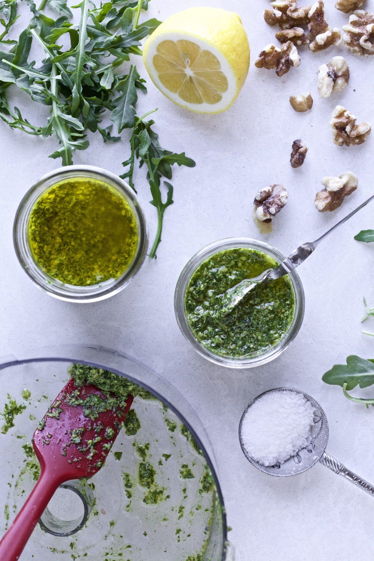 Arugula pesto ingredient shot