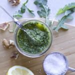 Arugula pesto ingredient shot