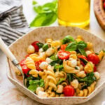 Pasta salad with tomatoes and basil