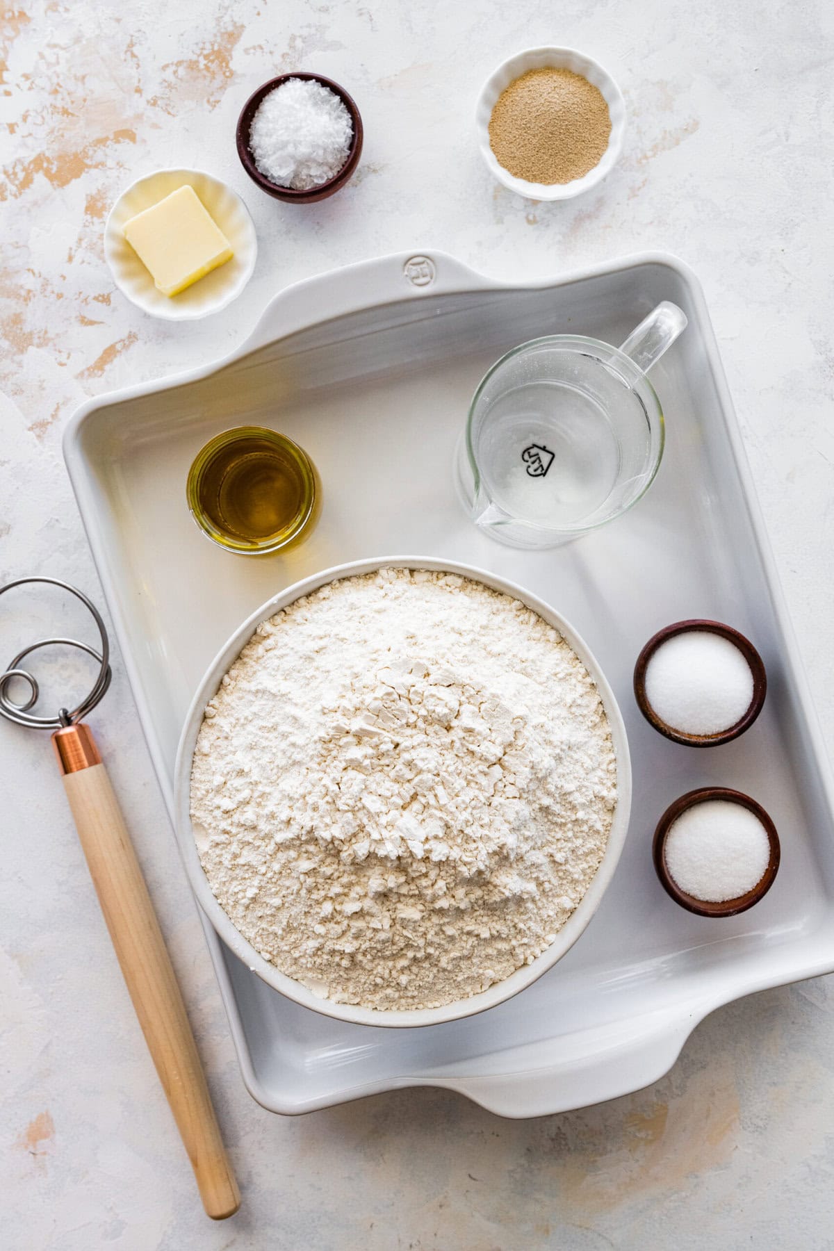 ingredients for focaccia bread.