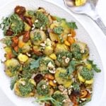 Pesto Smashed Potatoes and Roasted Tomatoes