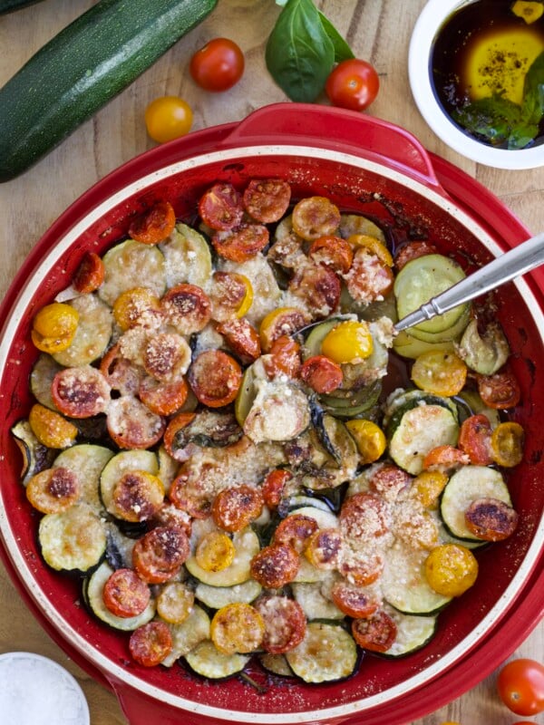 zucchini and tomato bruschetta bake