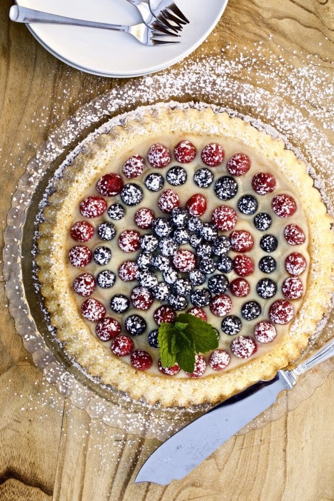 Almond Sponge Cake with Italian Pastry Cream and Berries