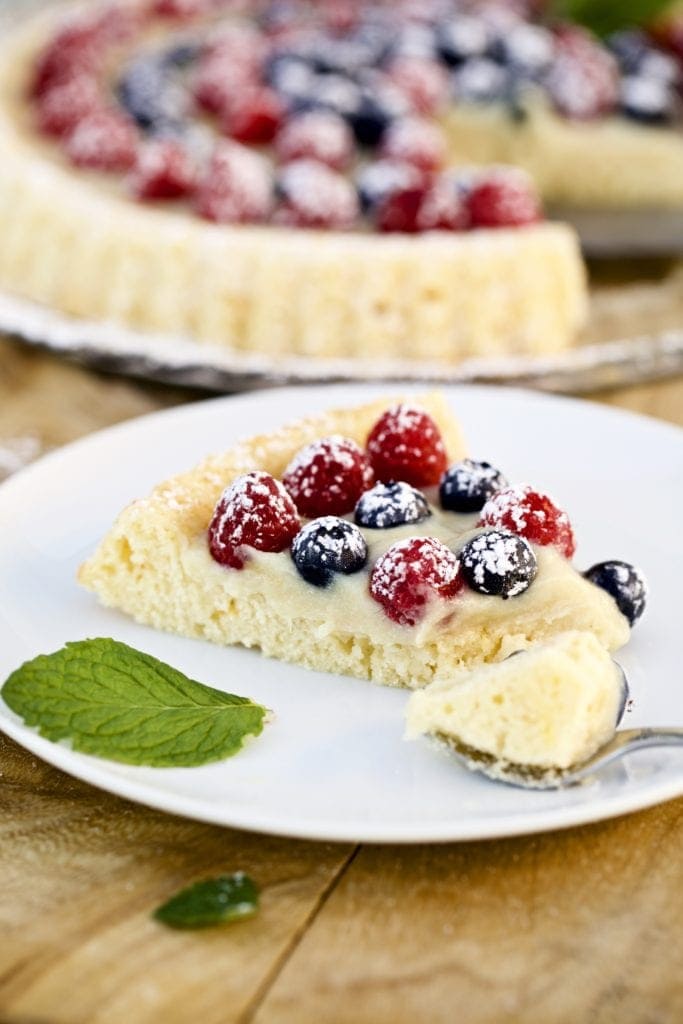 Almond Sponge Cake with Italian Pastry Cream and Berries