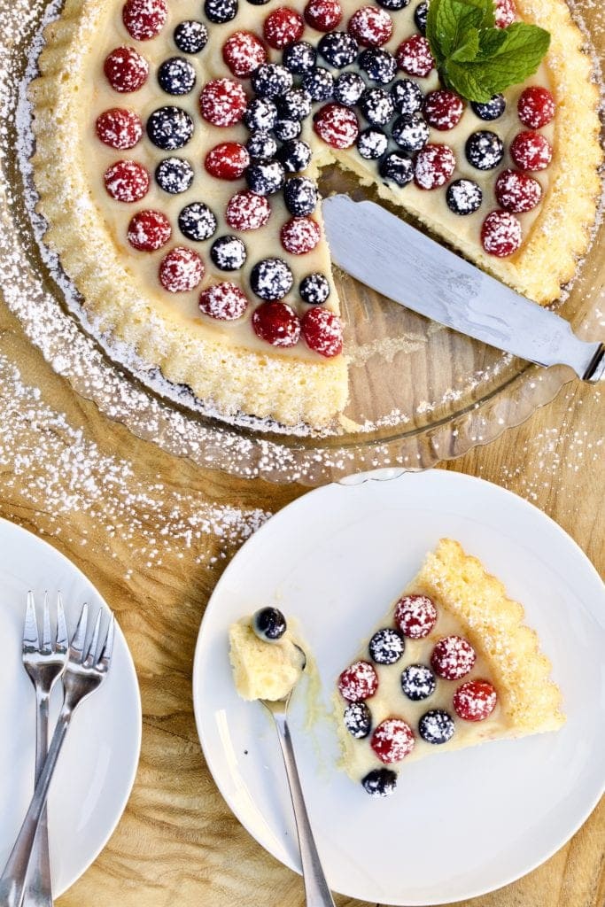 Almond Sponge Cake with Italian Pastry Cream and Berries