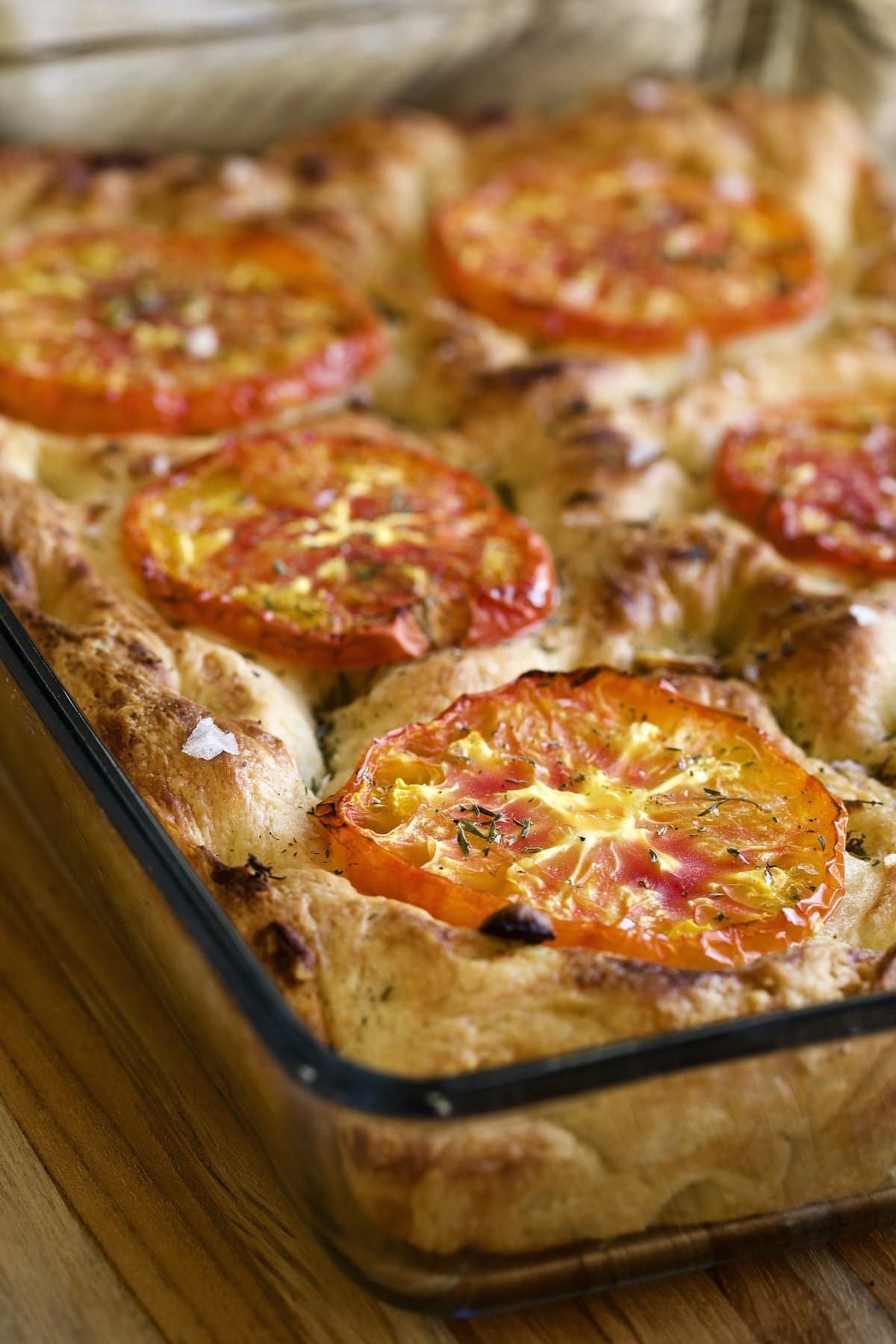 thick tomato focaccia to serve with flounder