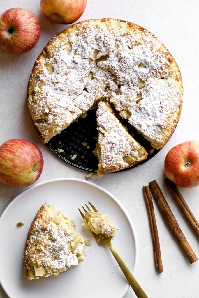 Italian Apple Cake one slice on a plate