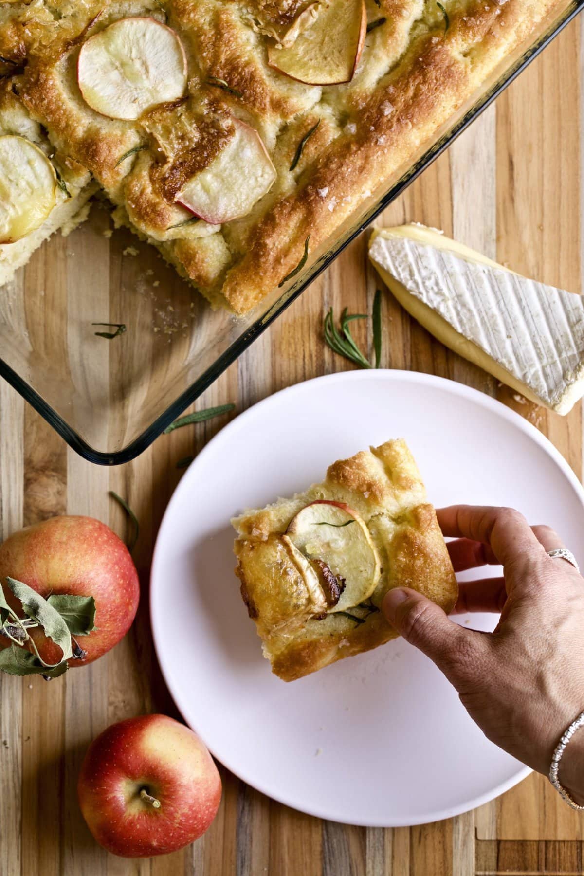 hand holding focaccia