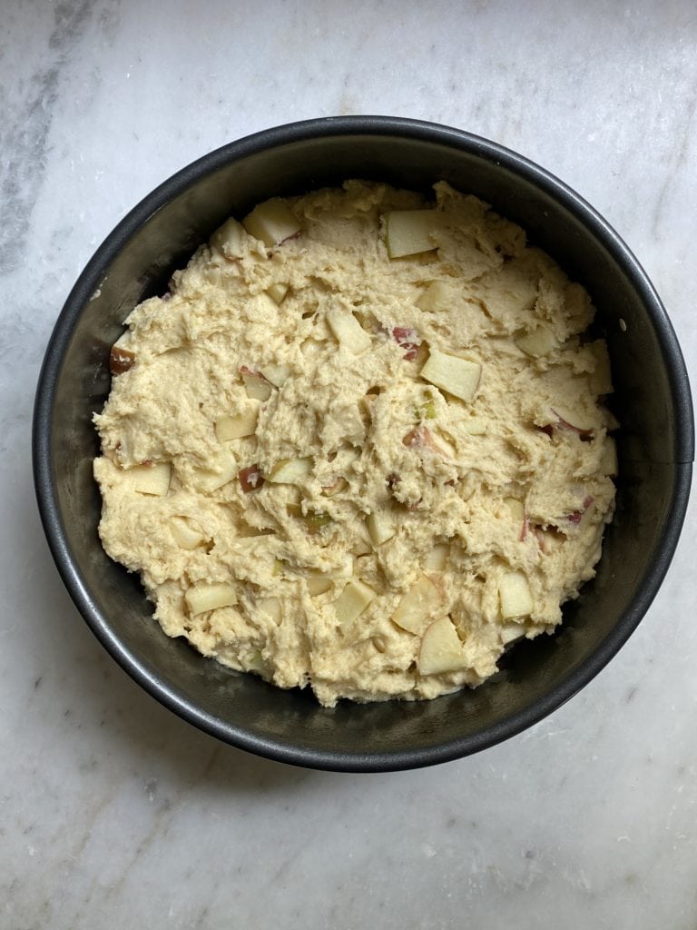 Italian apple cake before going in the oven