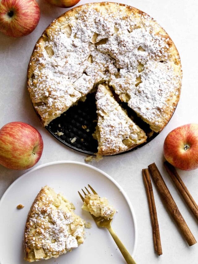 Italian Apple Cake one slice on a plate