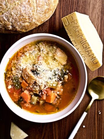 Ribolitta Italian bread and vegetable soup in a bowl