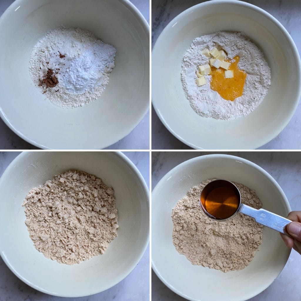 Instructions on mixing dry ingredients for Italian Cannoli.