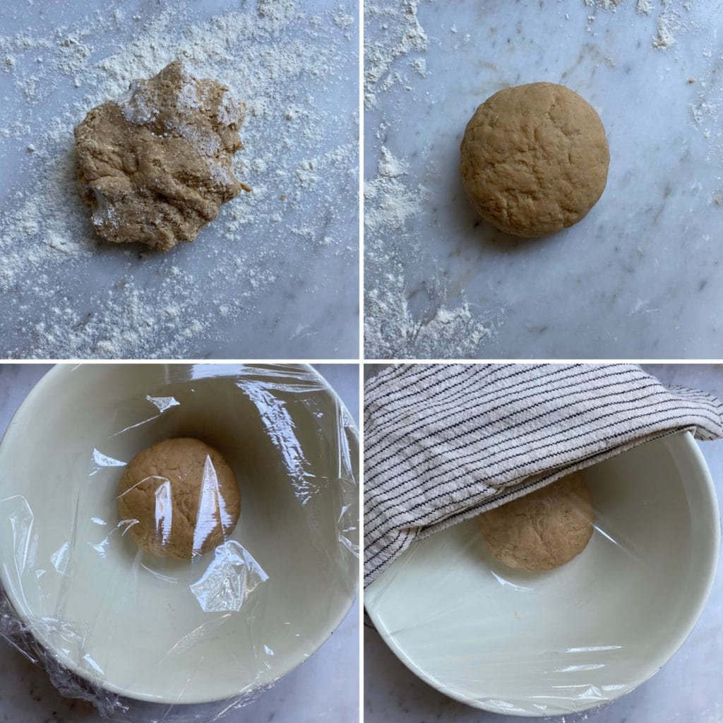 Italian cannoli step by step process- kneading the dough and letting it rest 