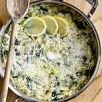 Creamy Lemon Orzo Pasta in a pan