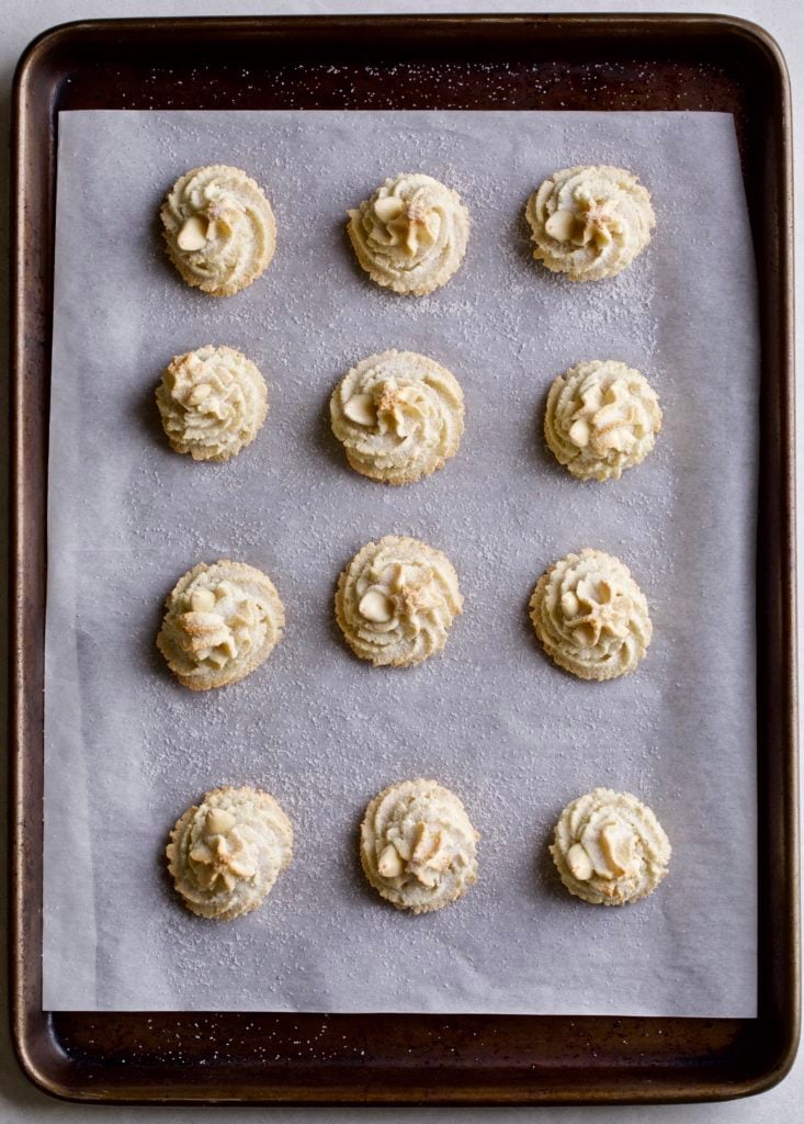 Soft Amaretti Cookies Italian Almond Cookies on sheet pan