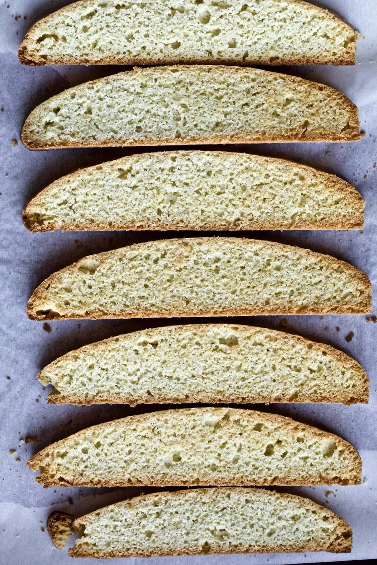 Classic Italian biscotti on parchment paper.