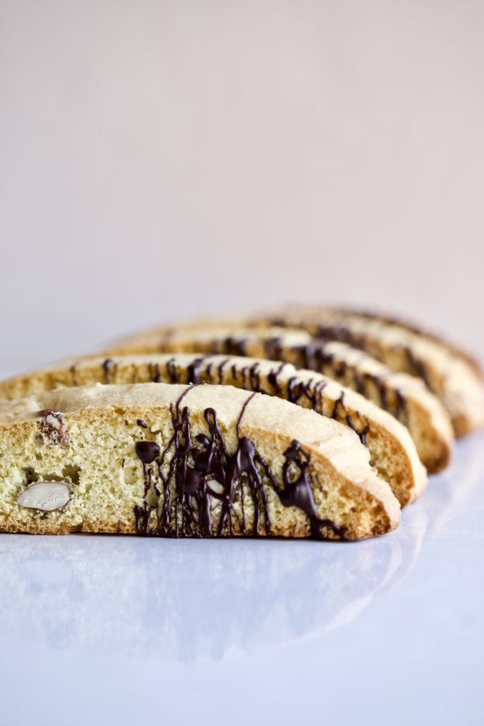 Basic Italian Biscotti (Cantucci) Dough with chocolate drizzle