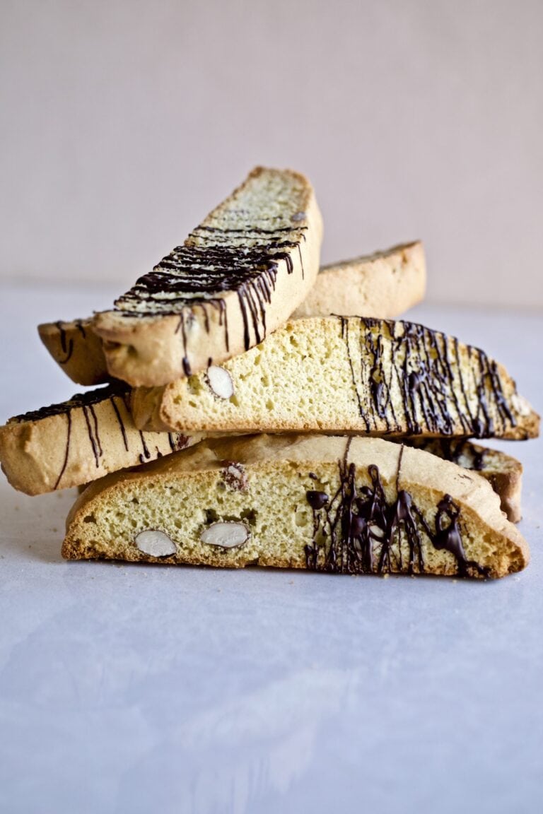 Basic Italian Biscotti (Cantucci) Dough with chocolate drizzle