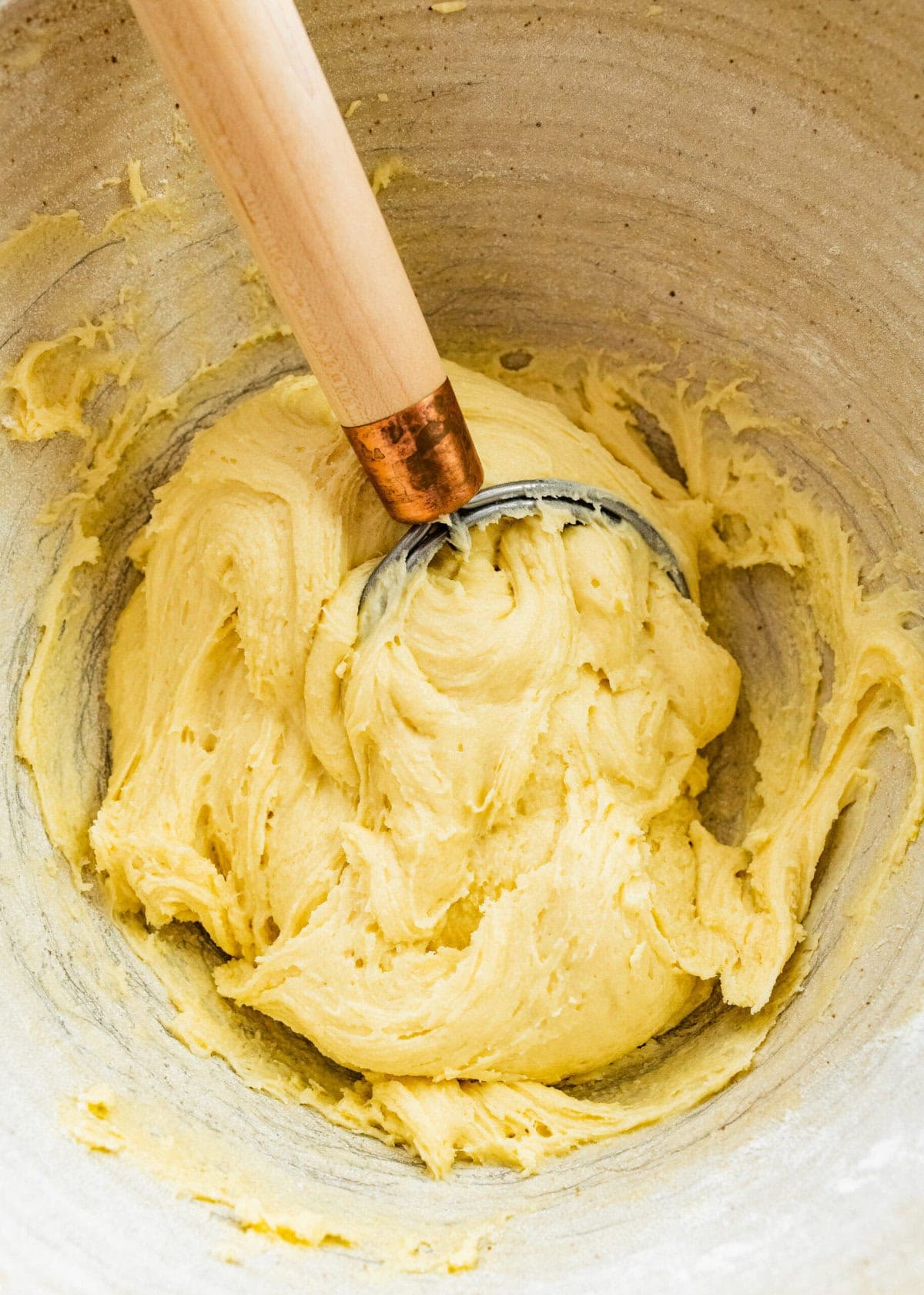 Italian wedding cookie dough after mixing in the flour.