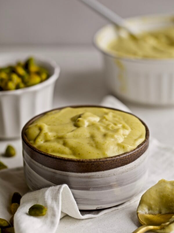 Italian pastry cream in a bowl