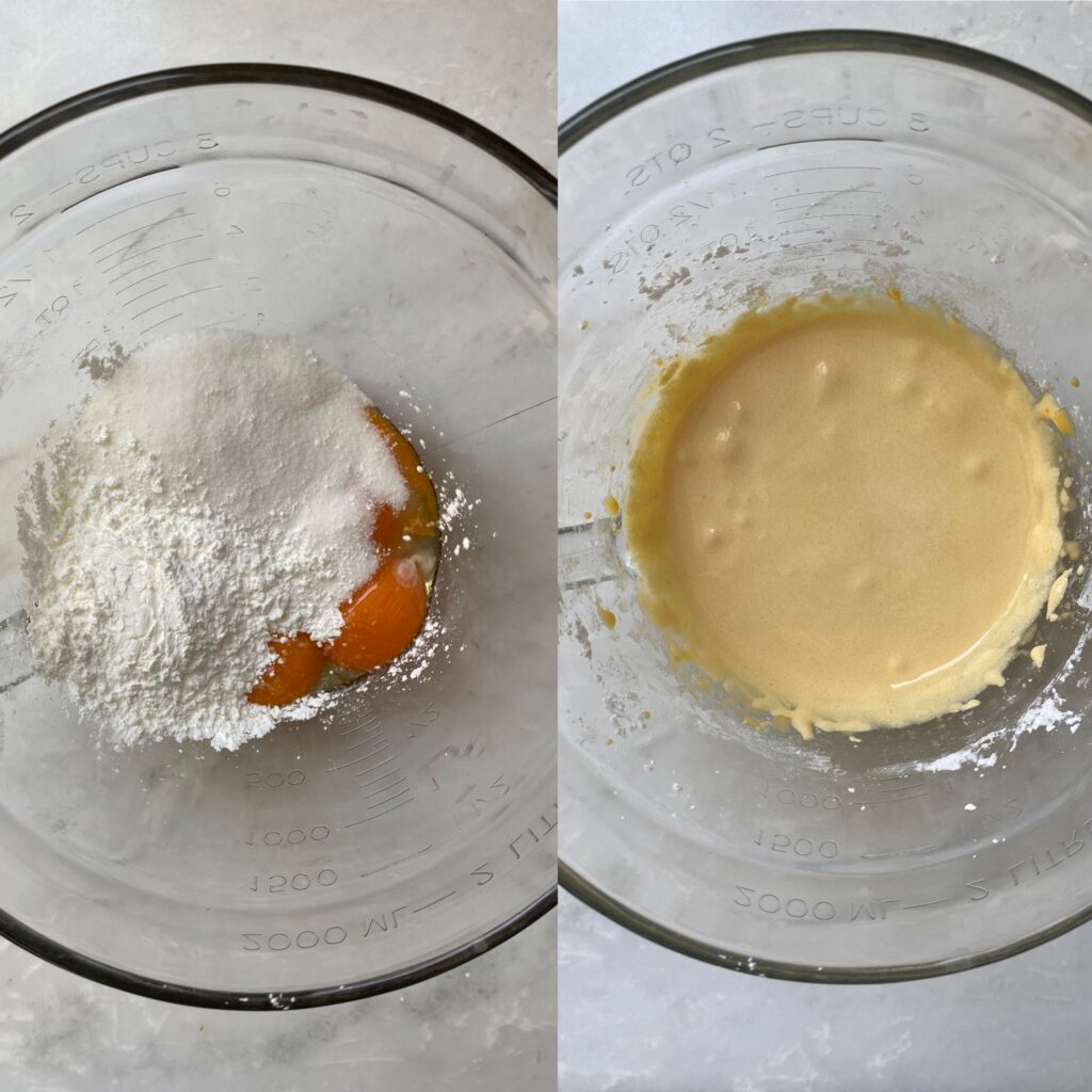 Creaming the egg yolks