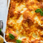 How to make Italian Lasagna Bolognese step-by-step: baked lasagna ready in a pan.
