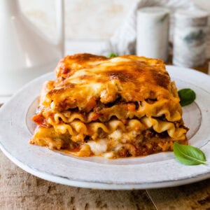 cover photo Italian lasagna bolognese.