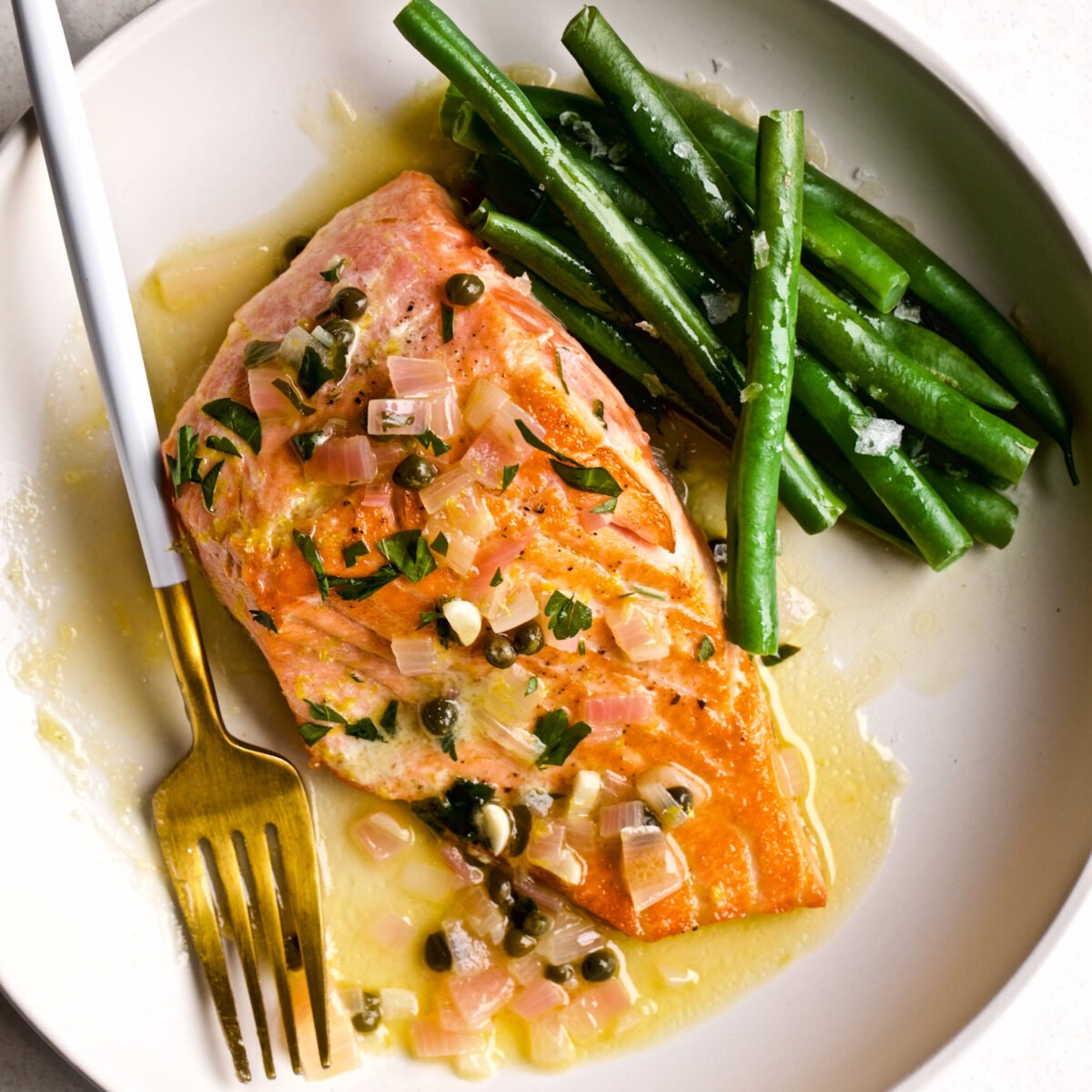 BEST Salmon Piccata (Lemon Butter Caper Sauce) - CucinaByElena