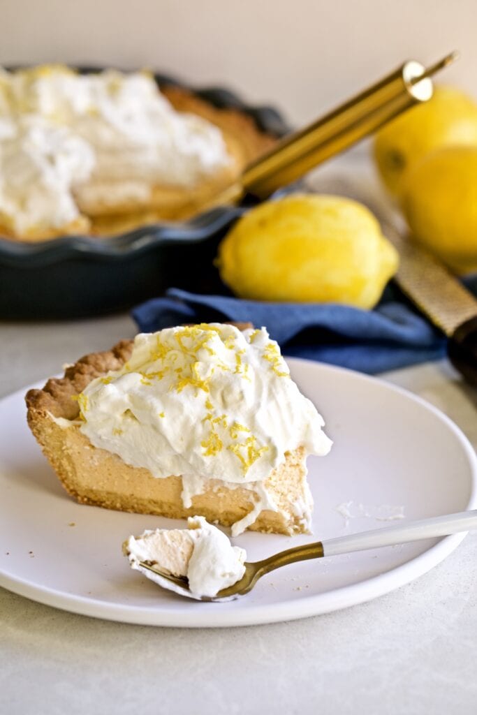 Italian ricotta pie on a plate and in a dish.