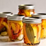 Italian vinegar peppers in a jar