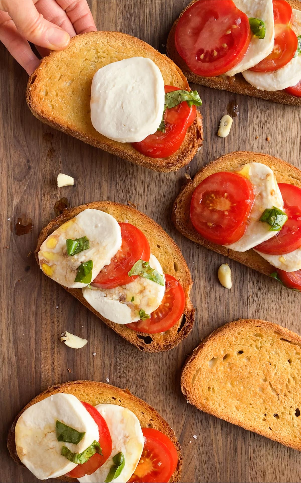 assembling the bruschetta 