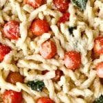 gemelli pasta final dish with extra parmigiano